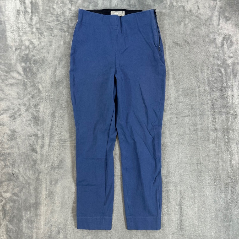 Everlane High Rise Slim Pants Women's Size 0 Blue Side Zip Cotton Stretch